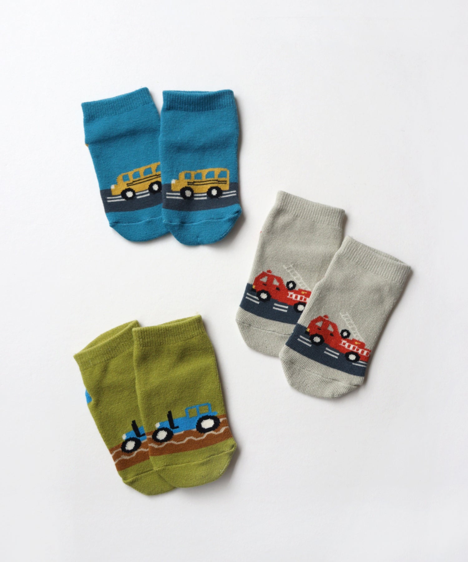 【3足組】長い乗りもの 園児アンクルソックス