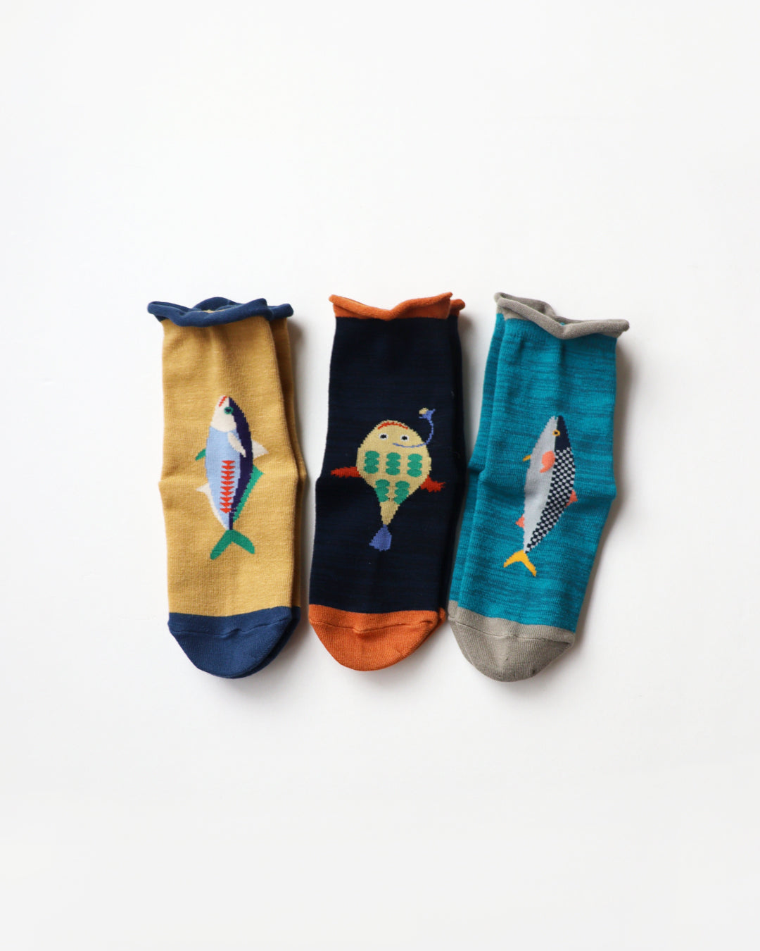 【3足】おさかな キッズクルーソックス
