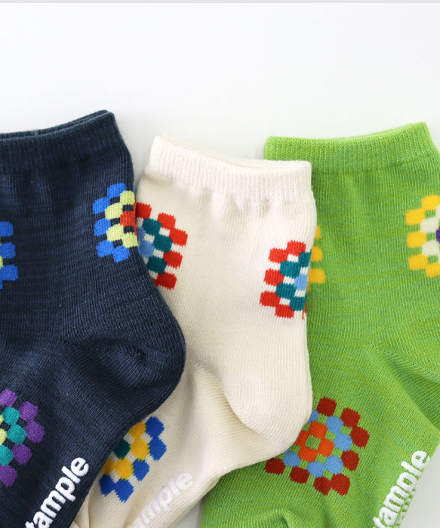 【3足組】クロシェモチーフ キッズショートソックス