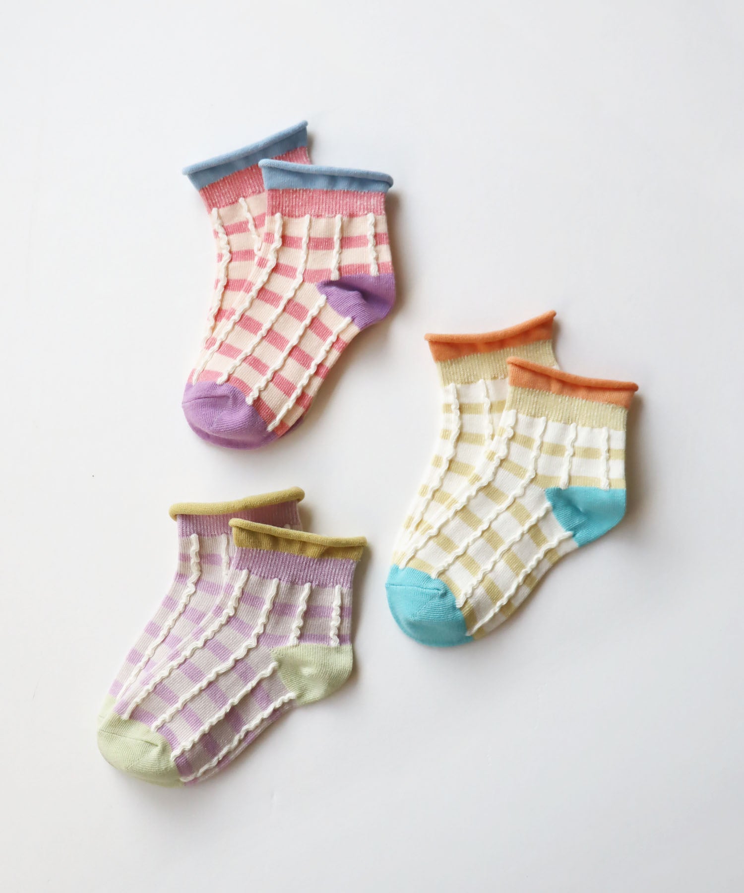 【3足組】ふっくらチェック キッズショートソックス