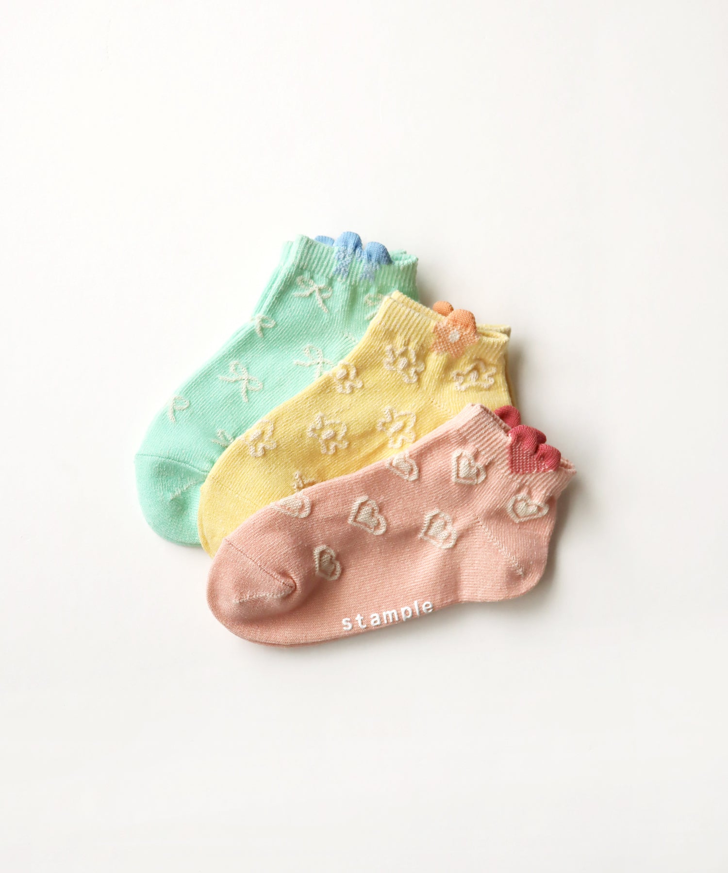 【3足組】ガールズモチーフ キッズ アンクルソックス