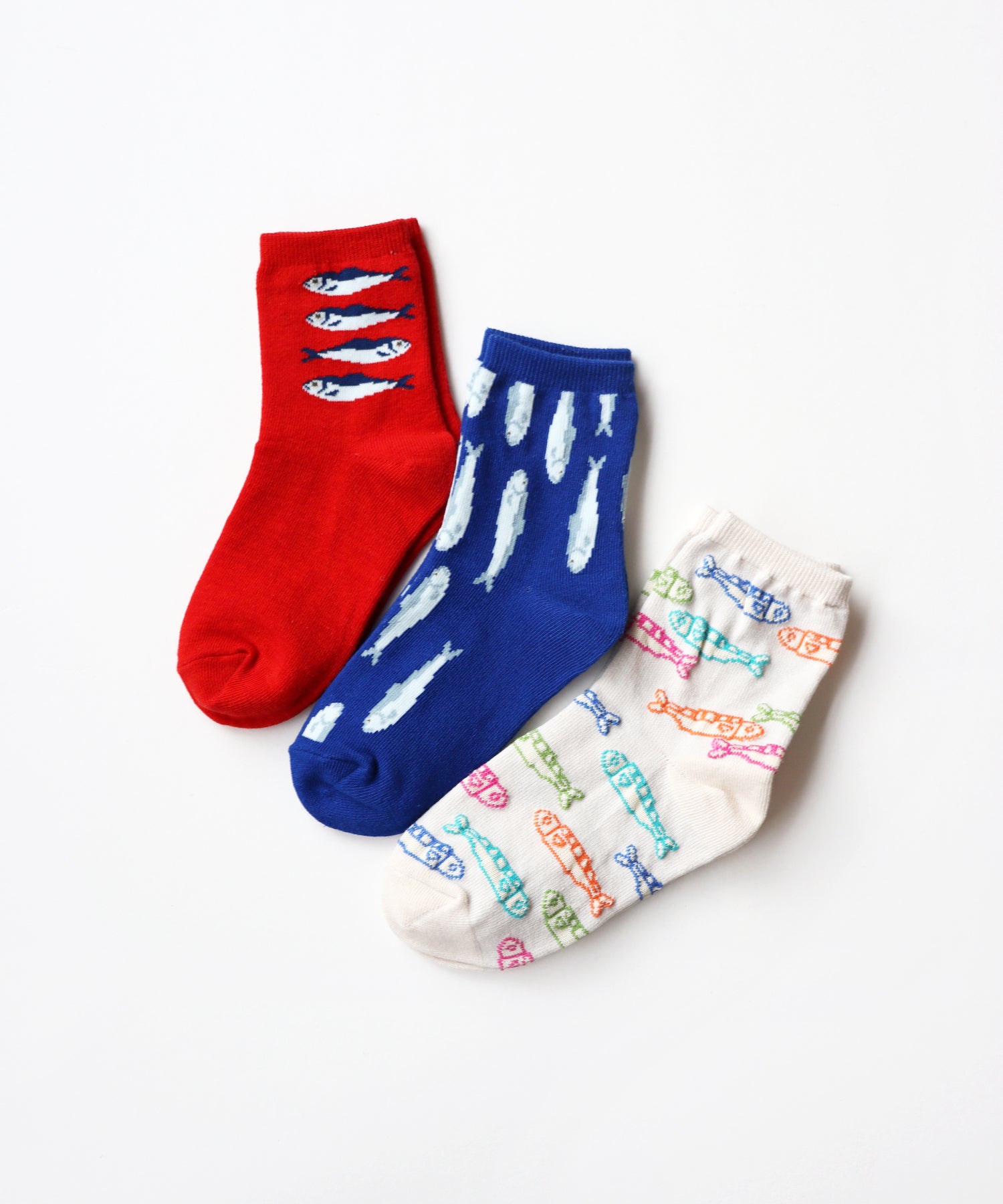 【3足】おしゃれ小魚 キッズショートソックス