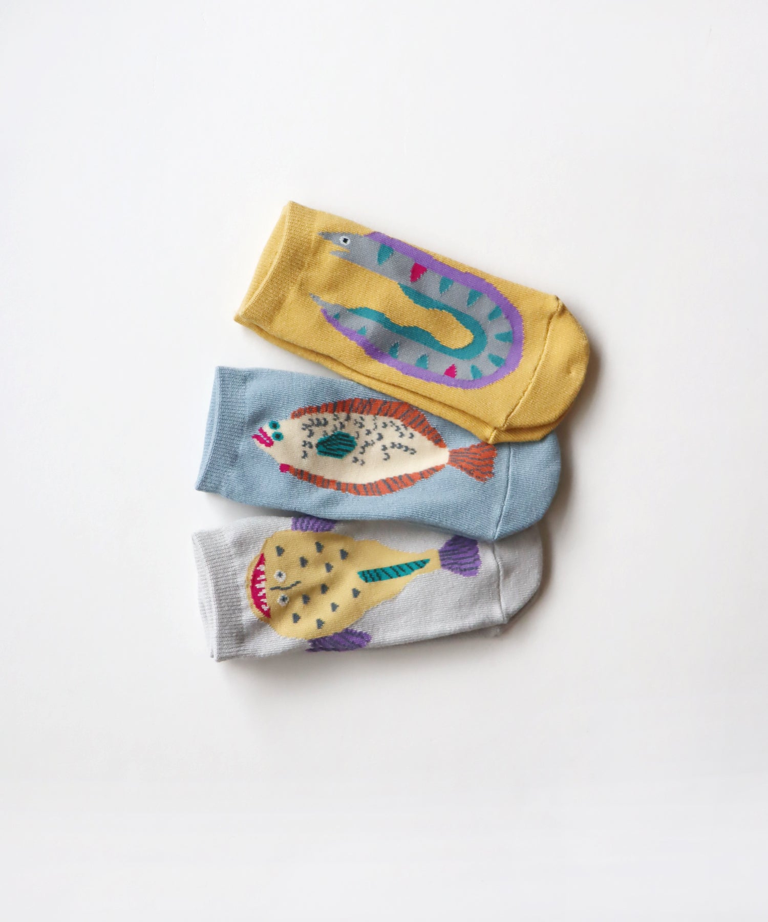 【3足組】じっとしてる魚 キッズ アンクルソックス