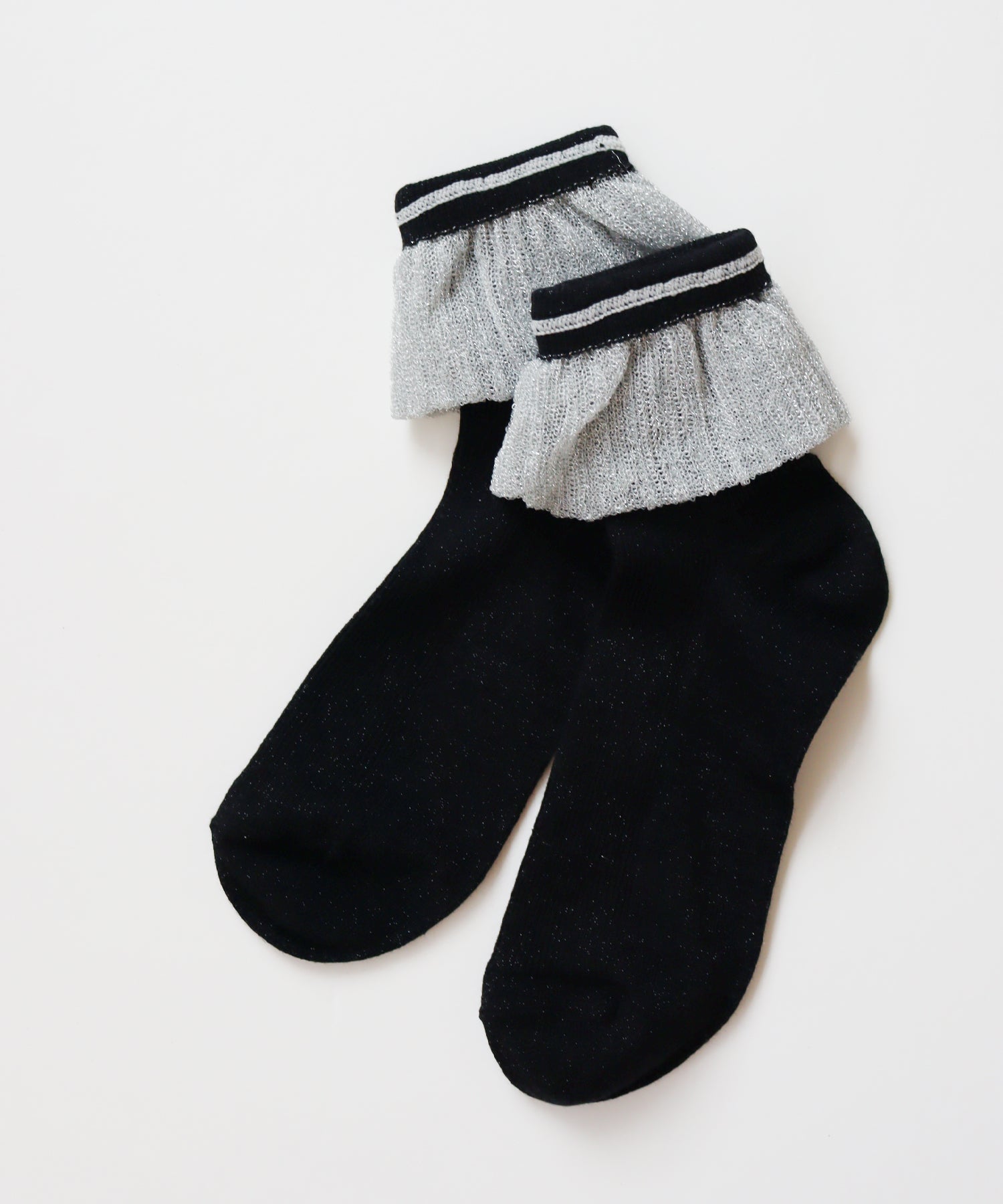 〈TIME SALE〉【2足組】シャイニーフリル ショートソックス