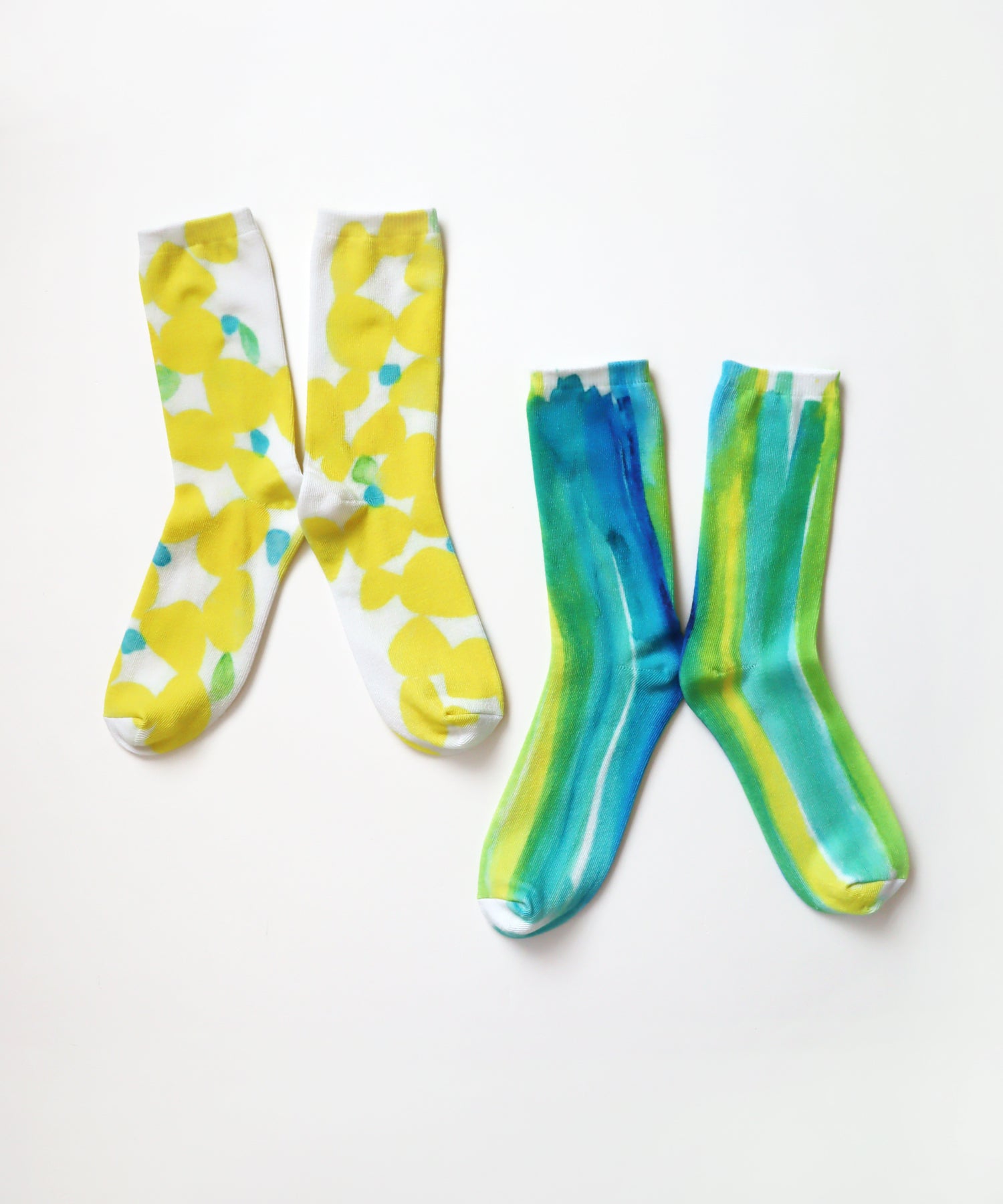〈TIME SALE〉【2足組】レモンの風にのってプリント クルーソックス