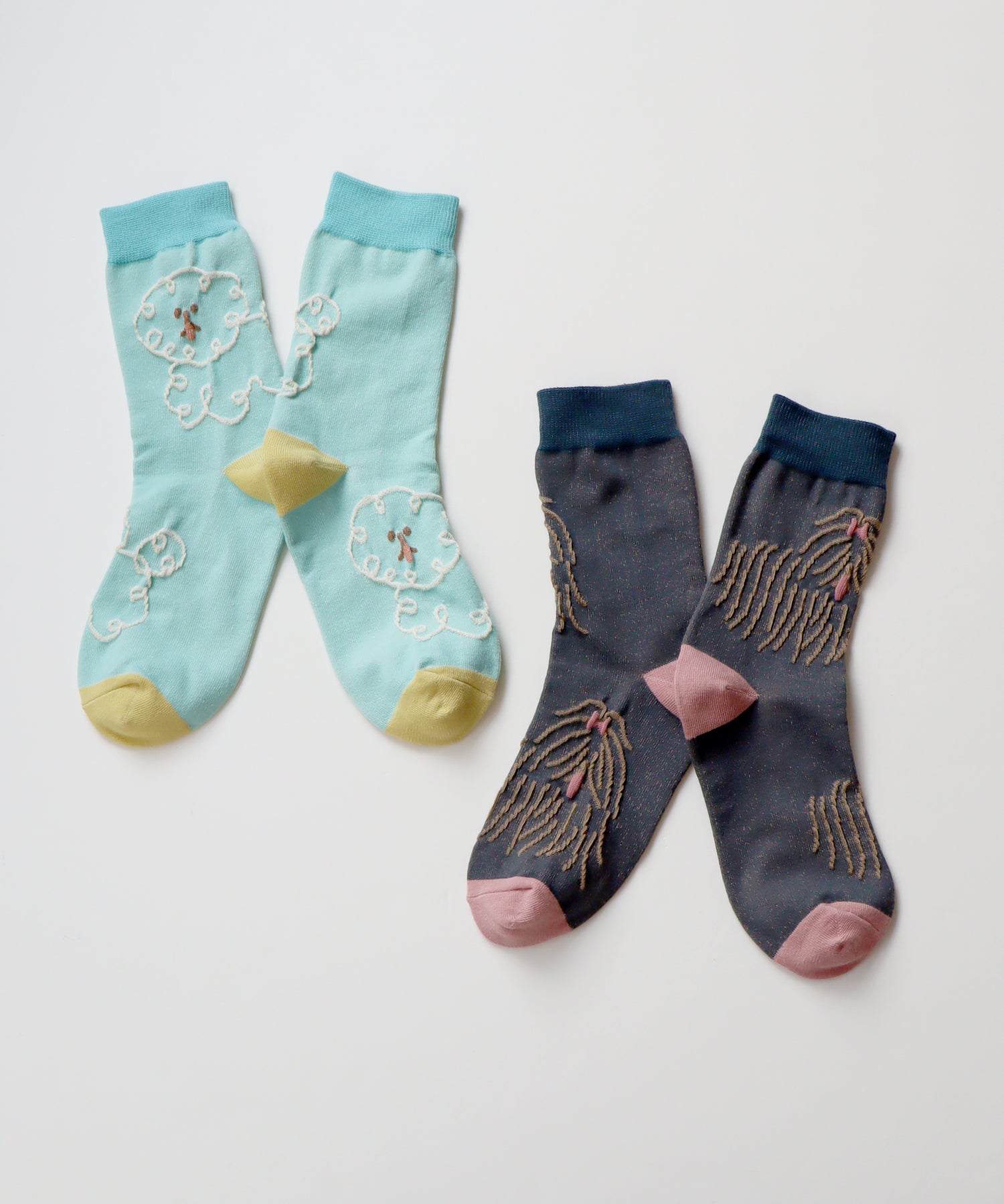 〈TIME SALE〉【2足組】ドローイングドッグ クルーソックス