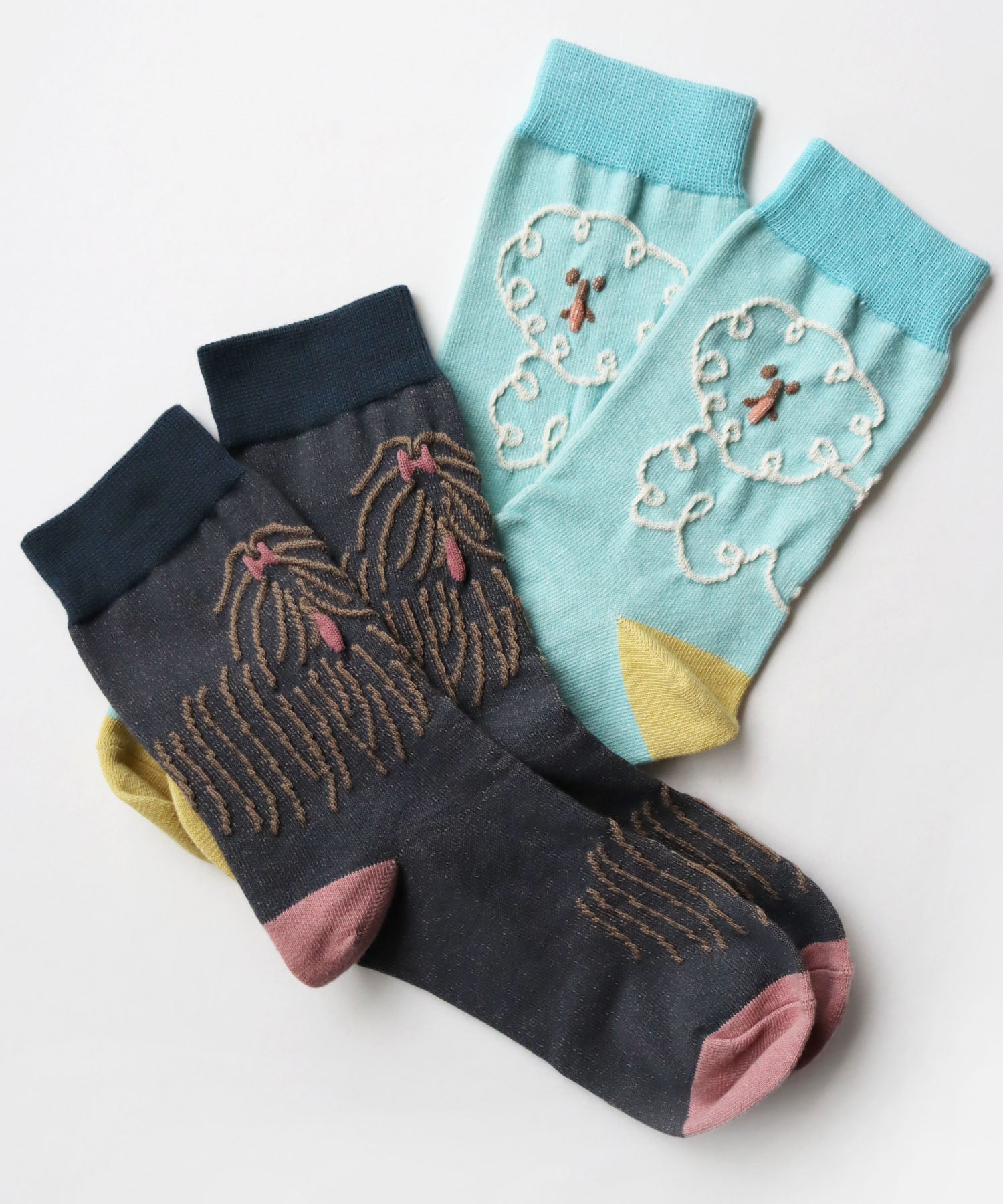 〈TIME SALE〉【2足組】ドローイングドッグ クルーソックス