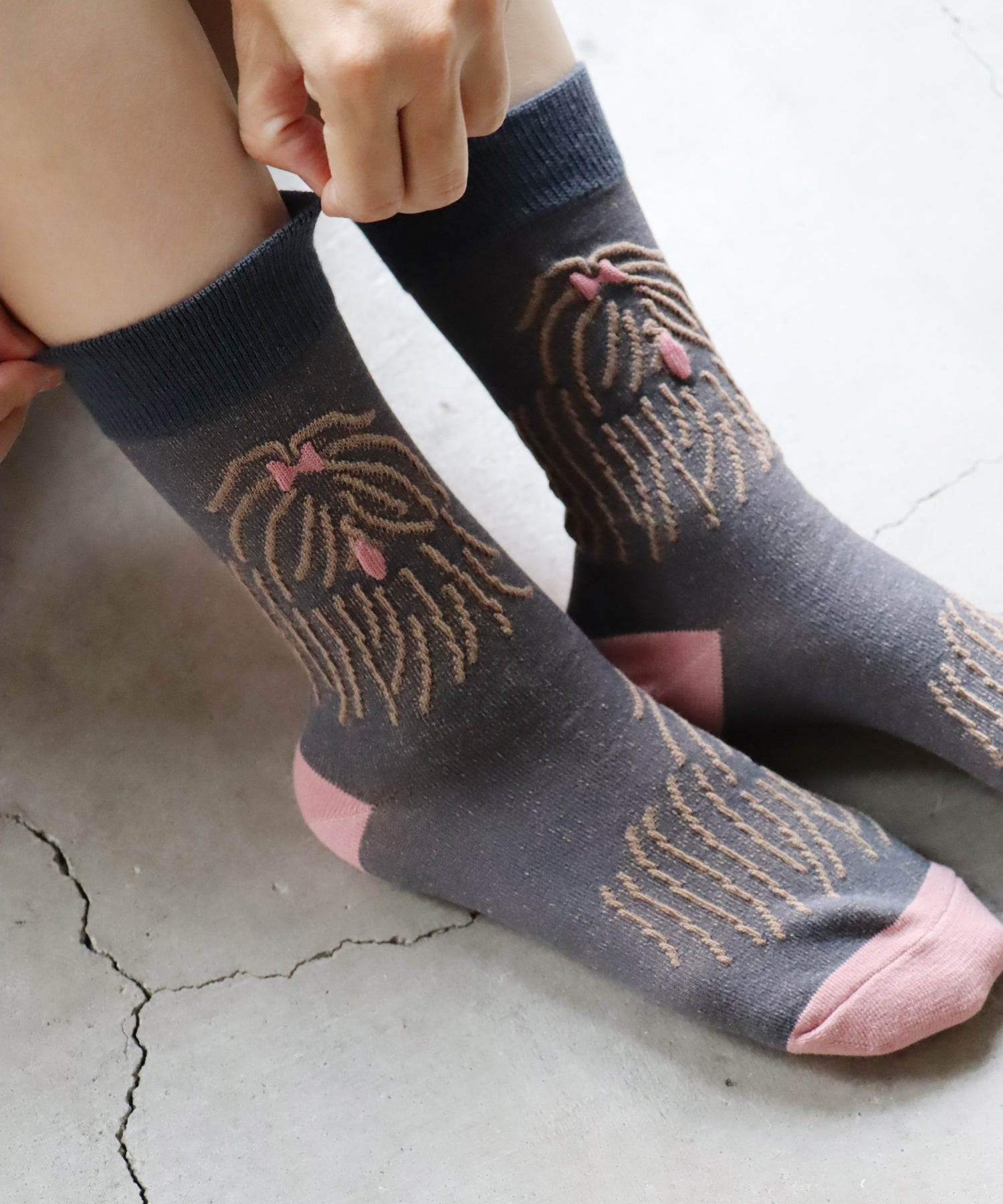 〈TIME SALE〉【2足組】ドローイングドッグ クルーソックス