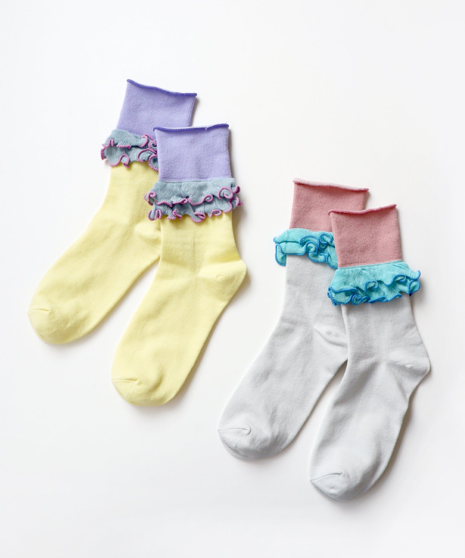〈TIME SALE〉【2足組】ダブルフリル クルーソックス
