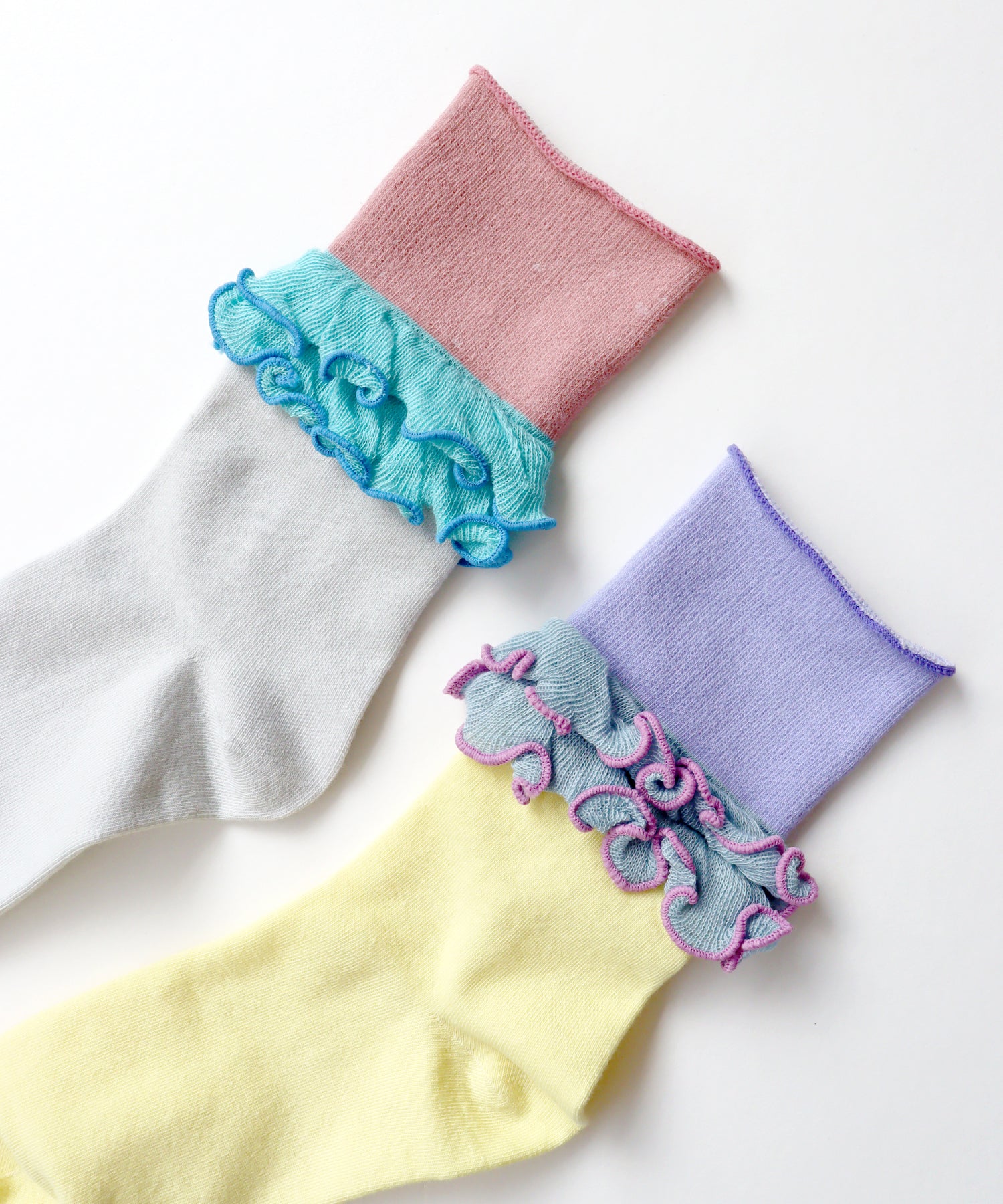 〈TIME SALE〉【2足組】ダブルフリル クルーソックス