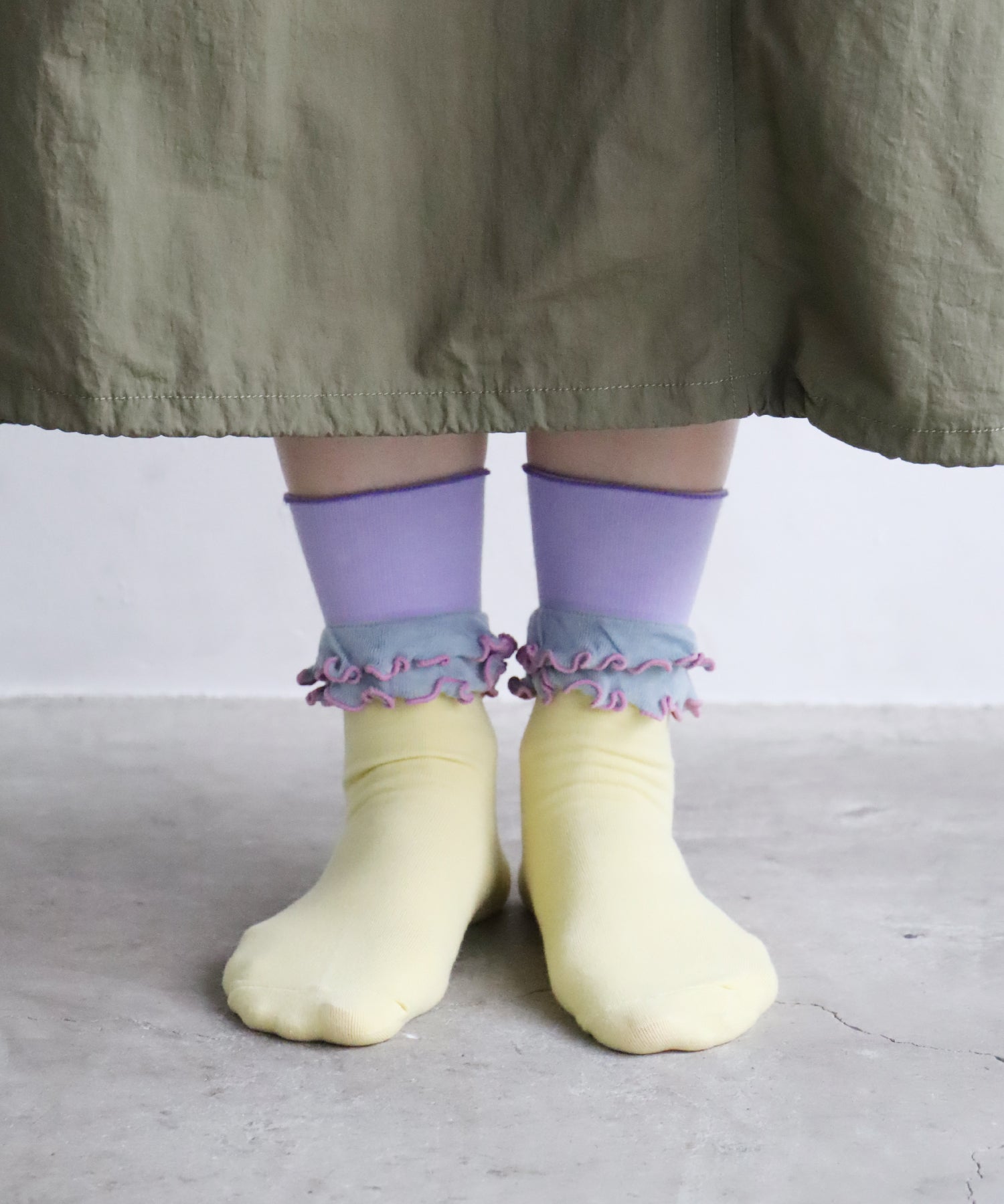 〈TIME SALE〉【2足組】ダブルフリル クルーソックス