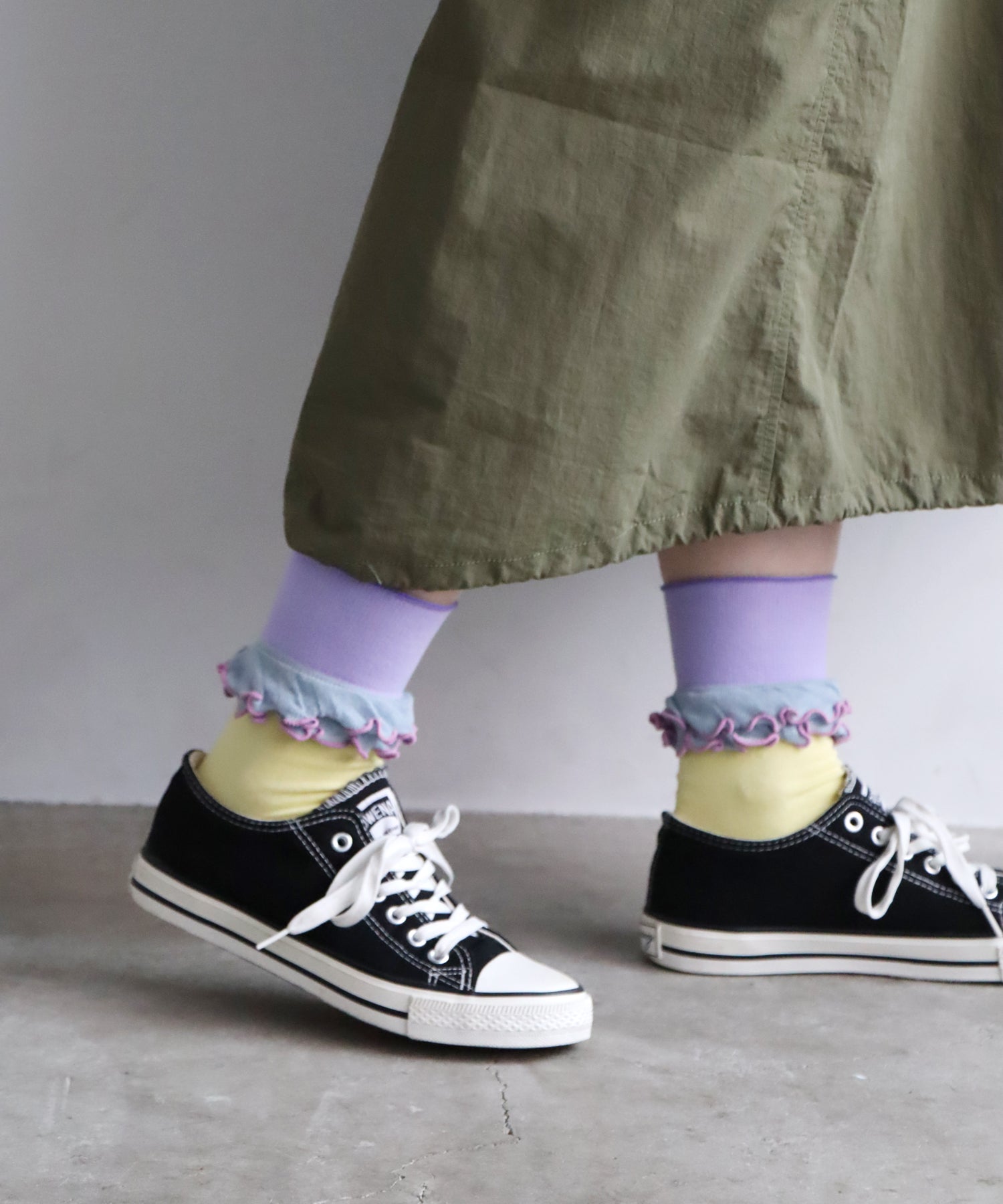 〈TIME SALE〉【2足組】ダブルフリル クルーソックス