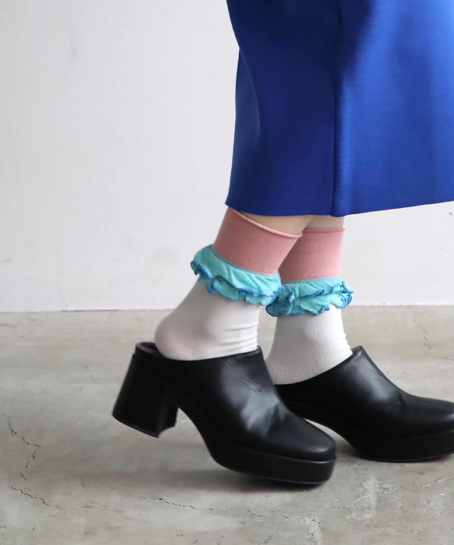 〈TIME SALE〉【2足組】ダブルフリル クルーソックス