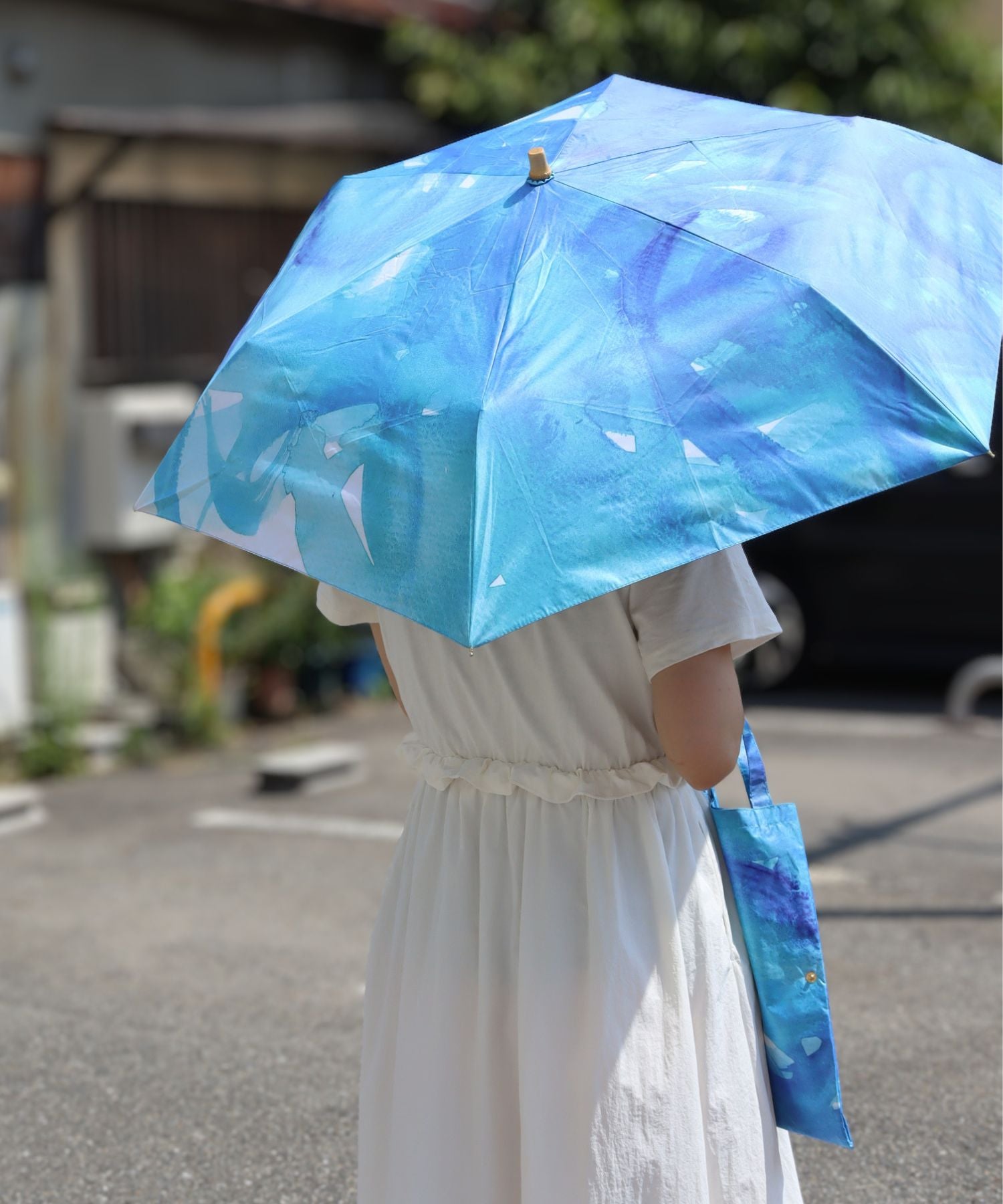 【紫外線対策sale】遮蔽率99.9％カット、晴雨兼用折り畳み日傘 ソライロ モヨウ柄