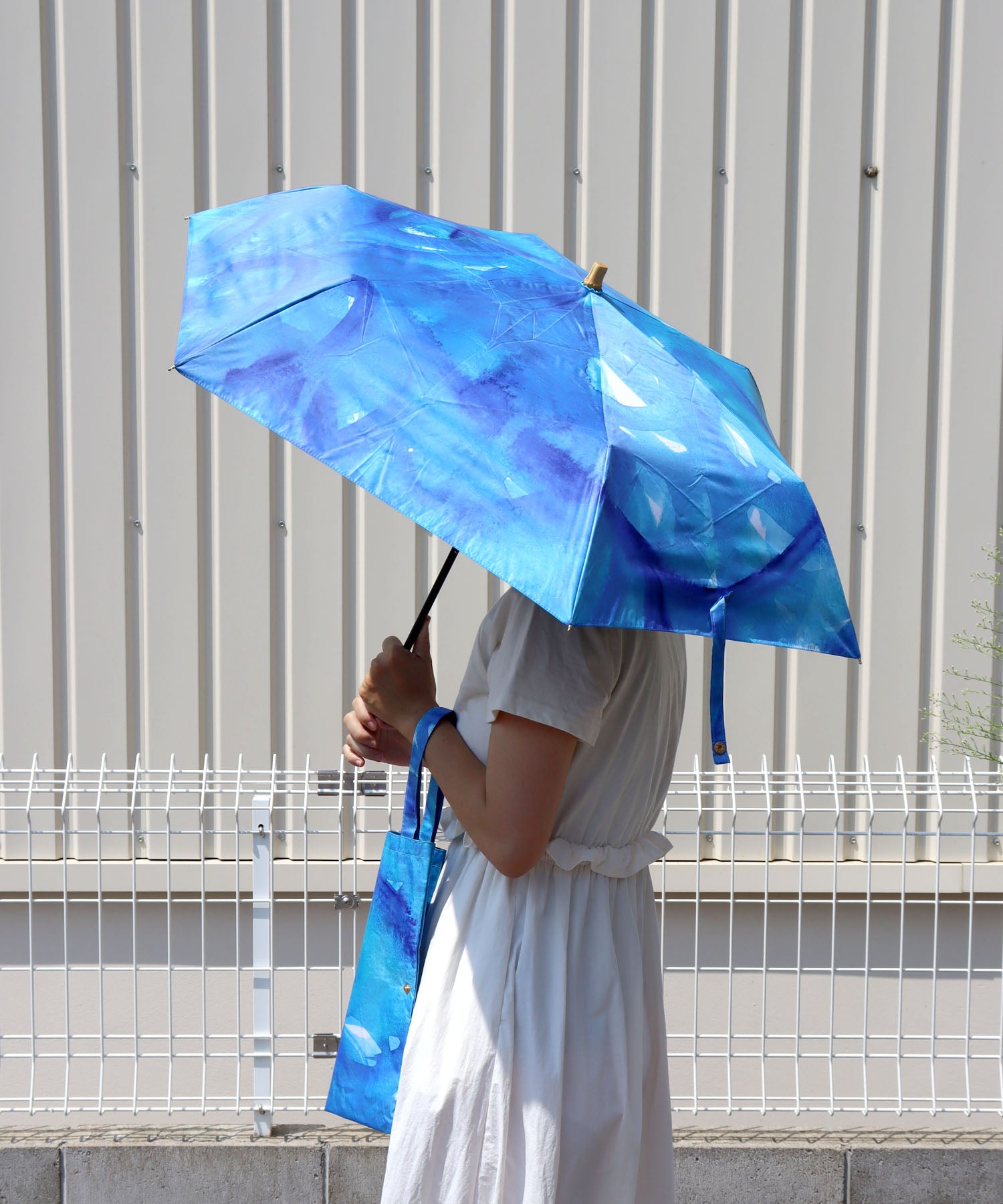 【紫外線対策sale】遮蔽率99.9％カット、晴雨兼用折り畳み日傘 ソライロ モヨウ柄