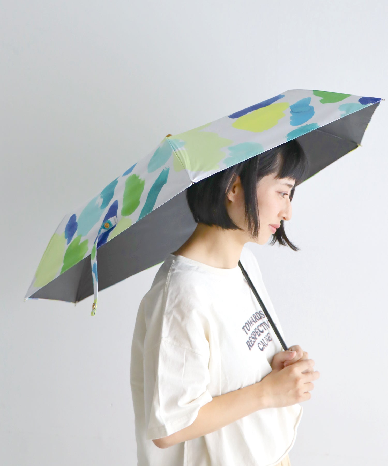 【紫外線対策sale】遮蔽率99.9％カット、晴雨兼用折り畳み日傘 青葉の余韻柄