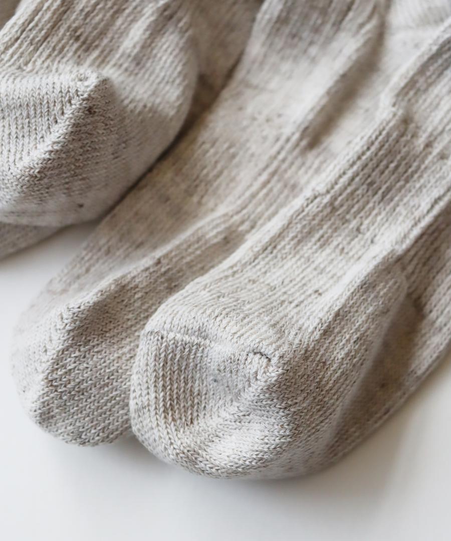 【1P】リネン×コットン バイカラー リブ ショートソックス