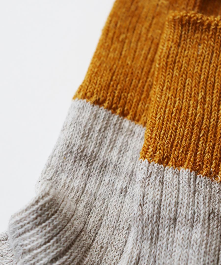 【1P】リネン×コットン バイカラー リブ ショートソックス