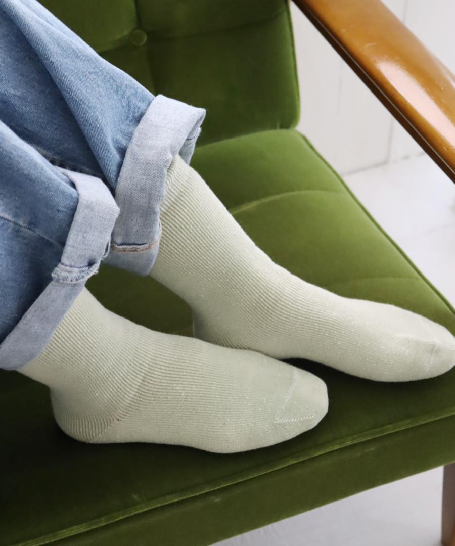 【1P】ふわふわ裏起毛パイル クルーソックス