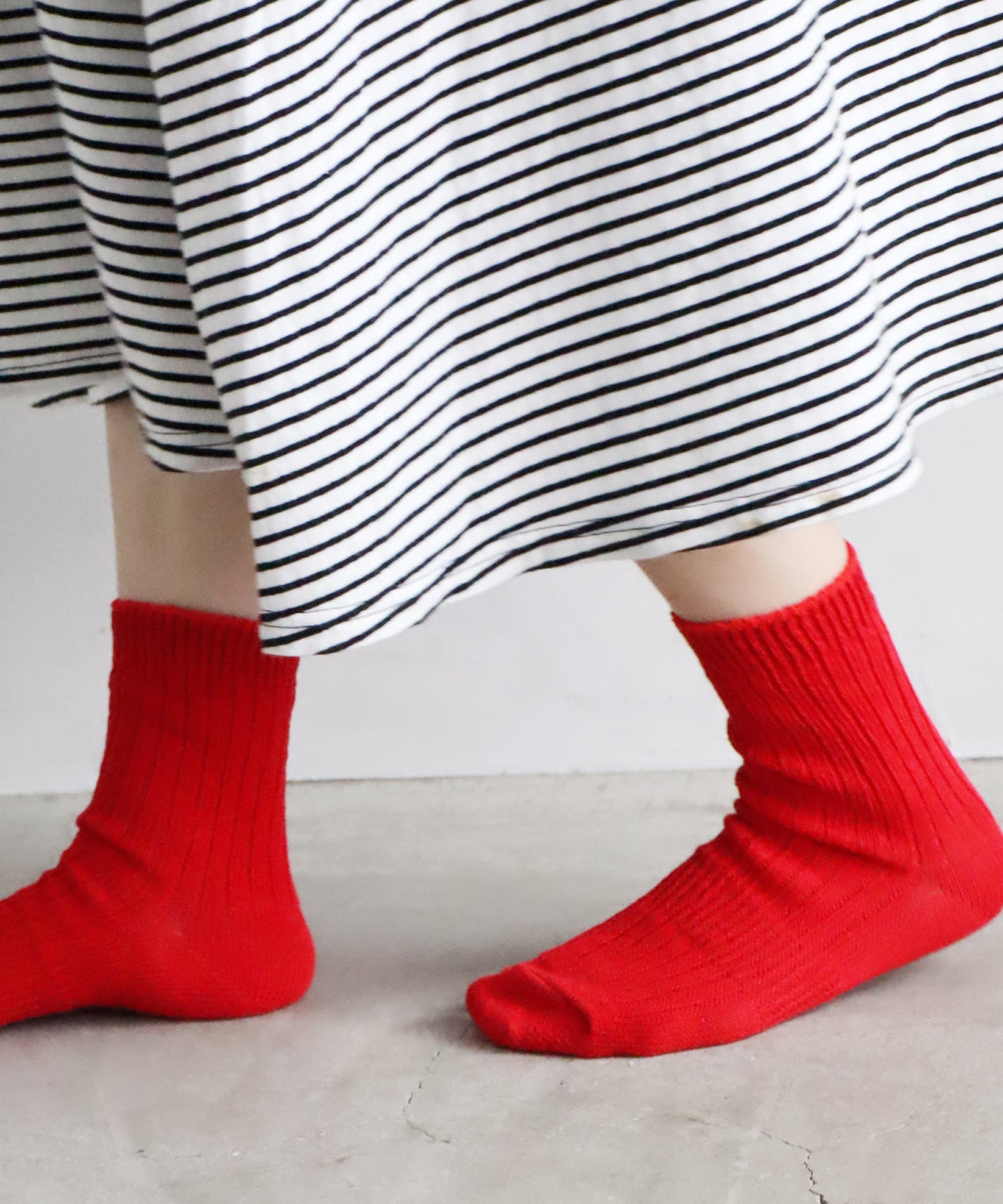 【1P】リネン×コットン リブ ショートソックス