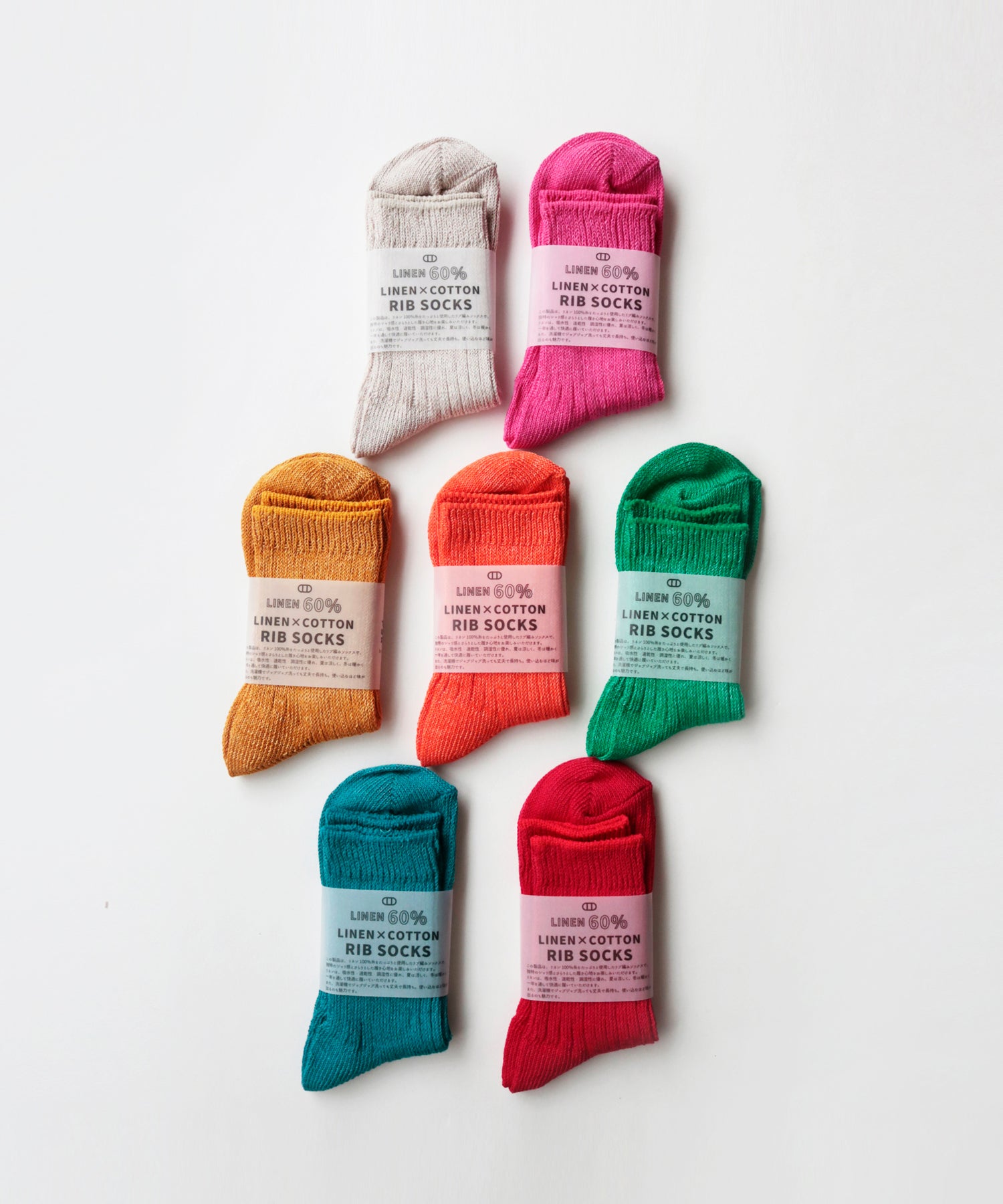 【1P】リネン×コットン リブ ショートソックス