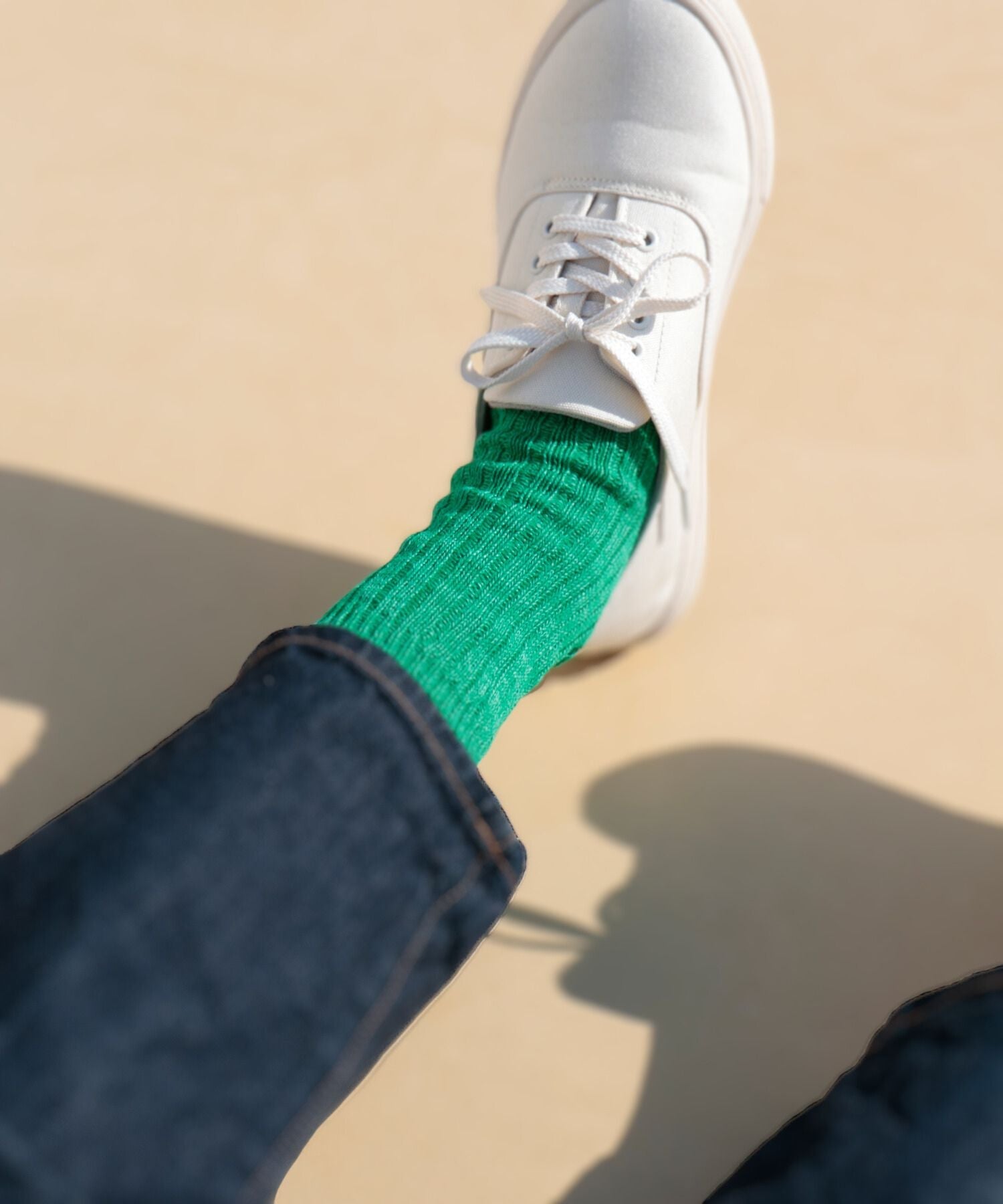 【1P】リネン×コットン リブ ショートソックス