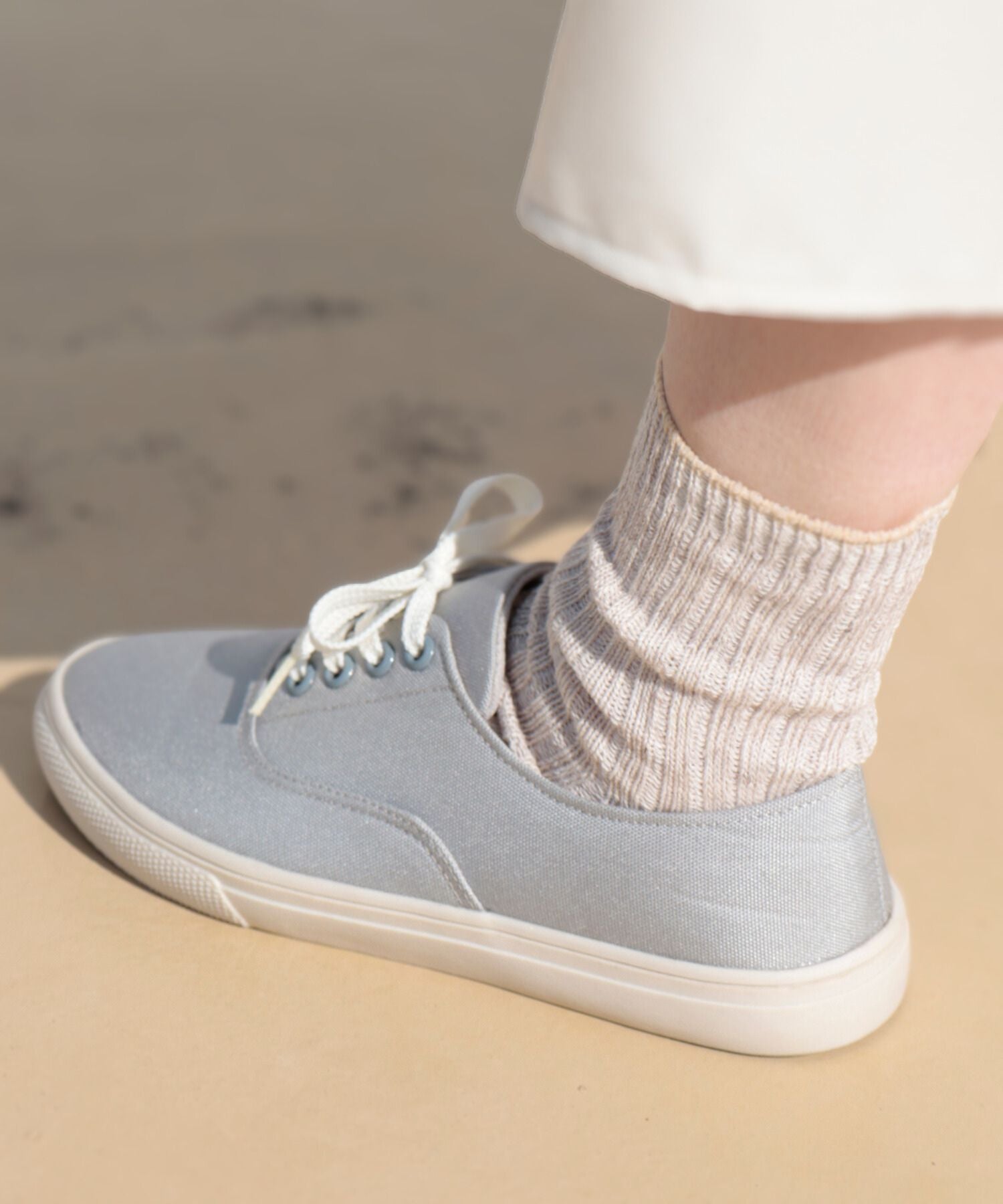 【1P】リネン×コットン リブ ショートソックス