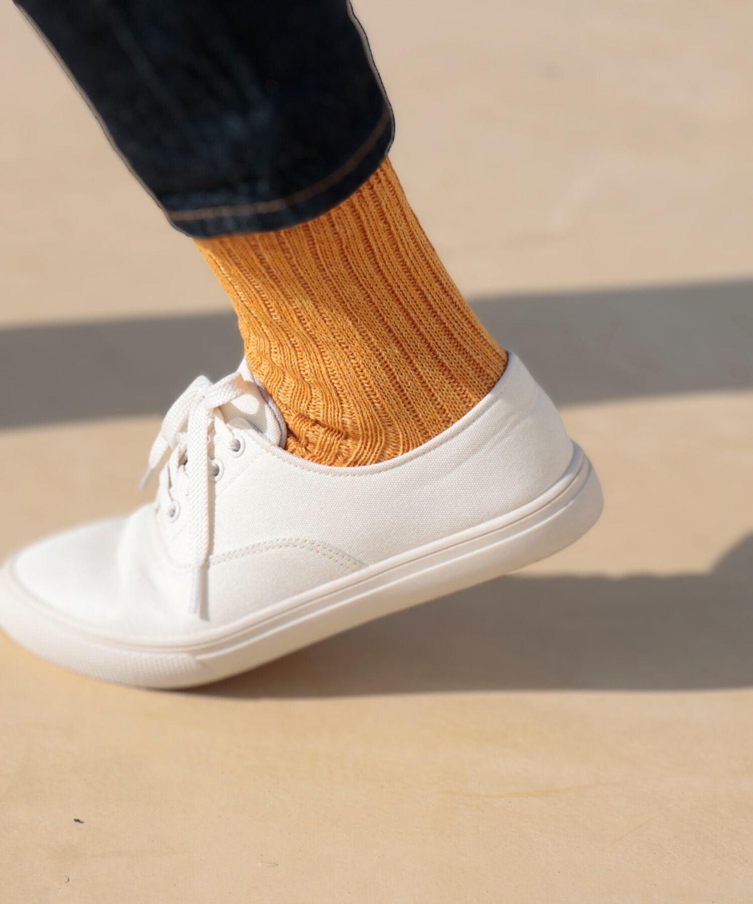 【1P】リネン×コットン リブ ショートソックス