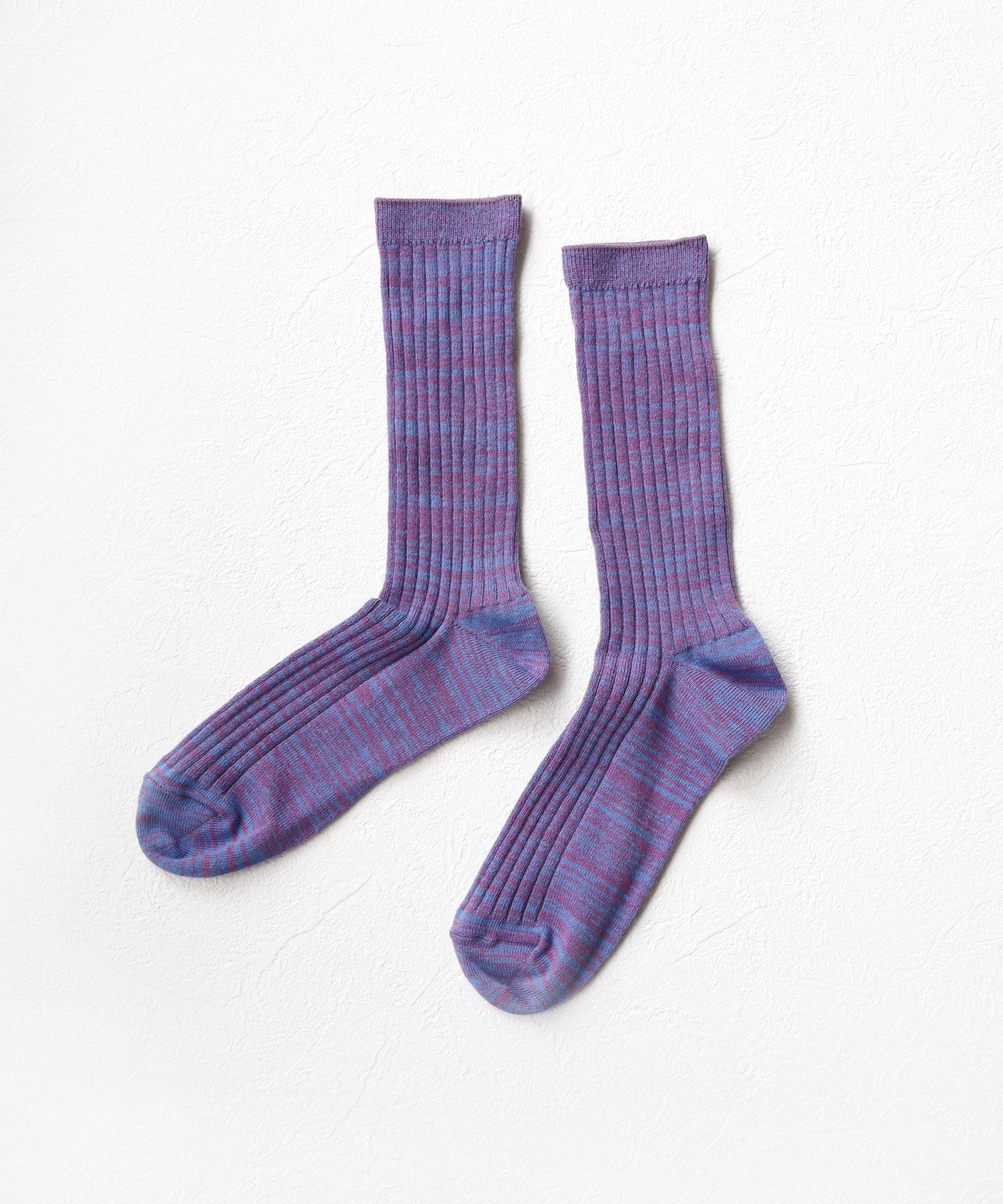 【1P】コットン リネン リブ クルーソックス