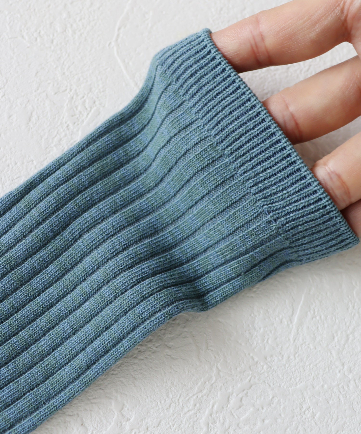 【1P】コットン リネン リブ クルーソックス