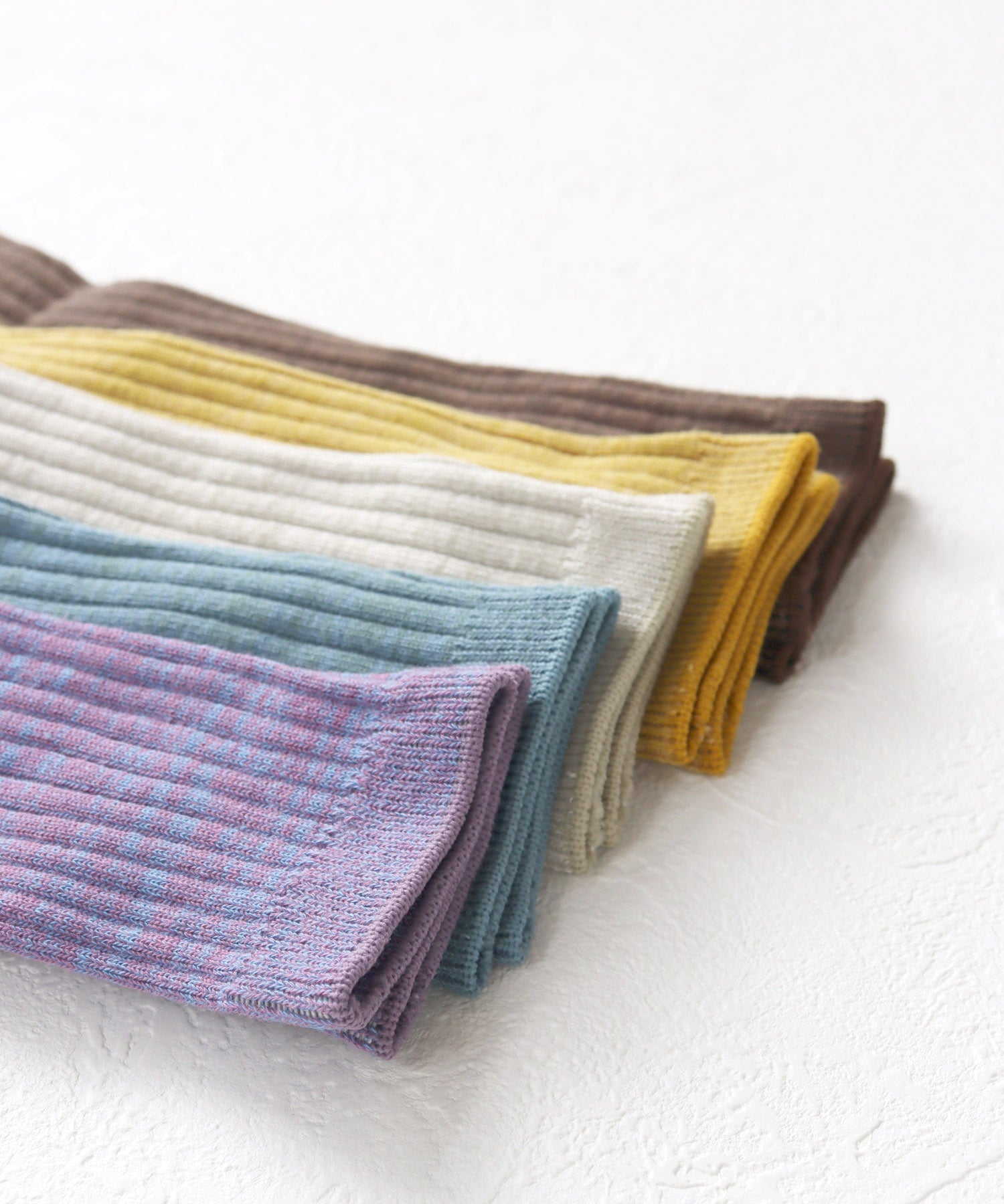 【1P】コットン リネン リブ クルーソックス