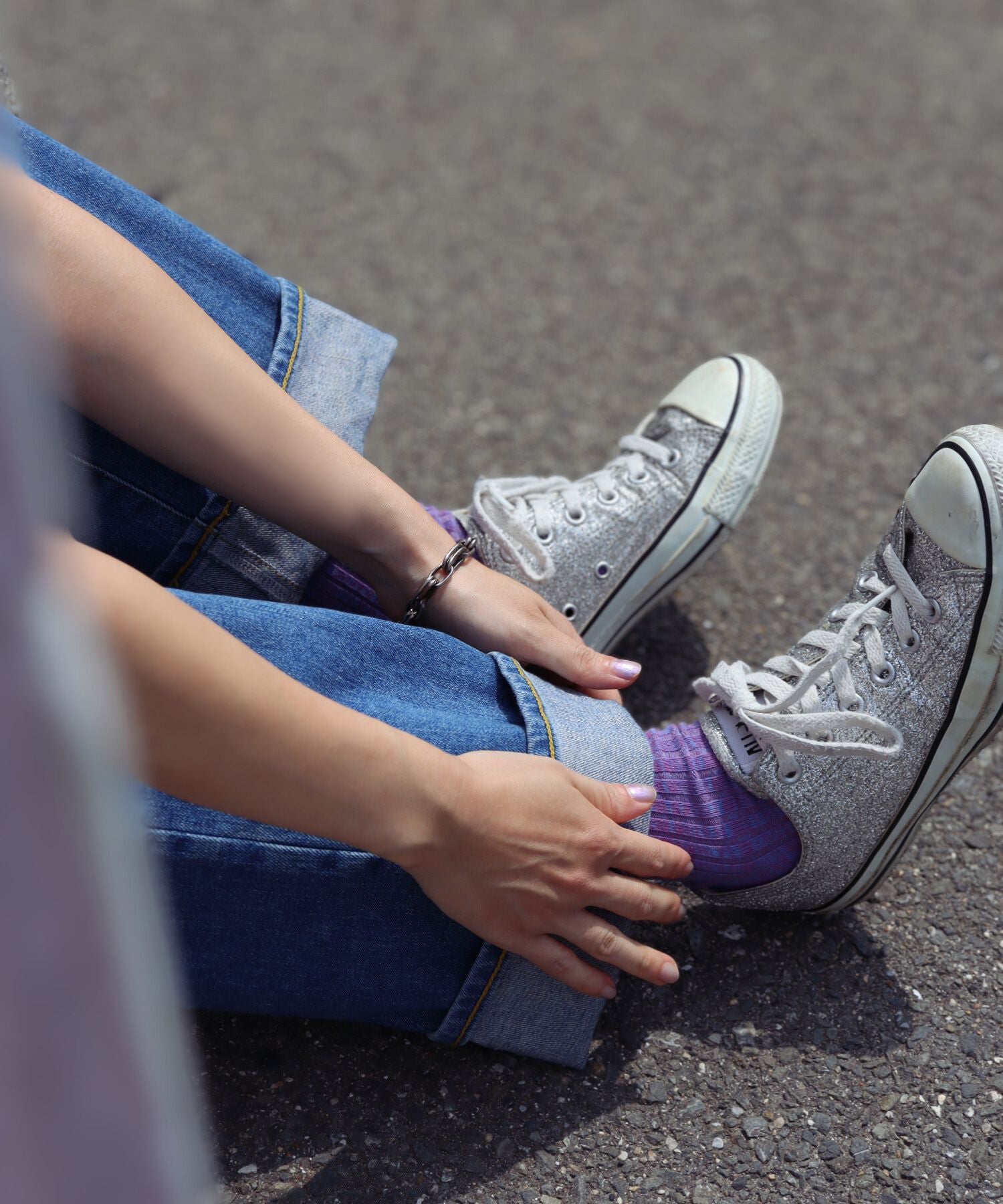 【1P】コットン リネン リブ クルーソックス