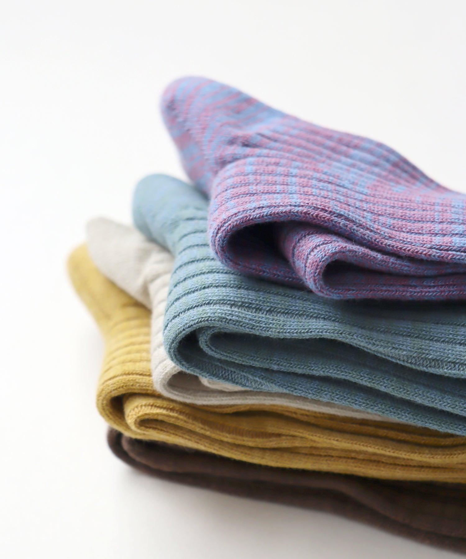 【1P】コットン リネン リブ クルーソックス