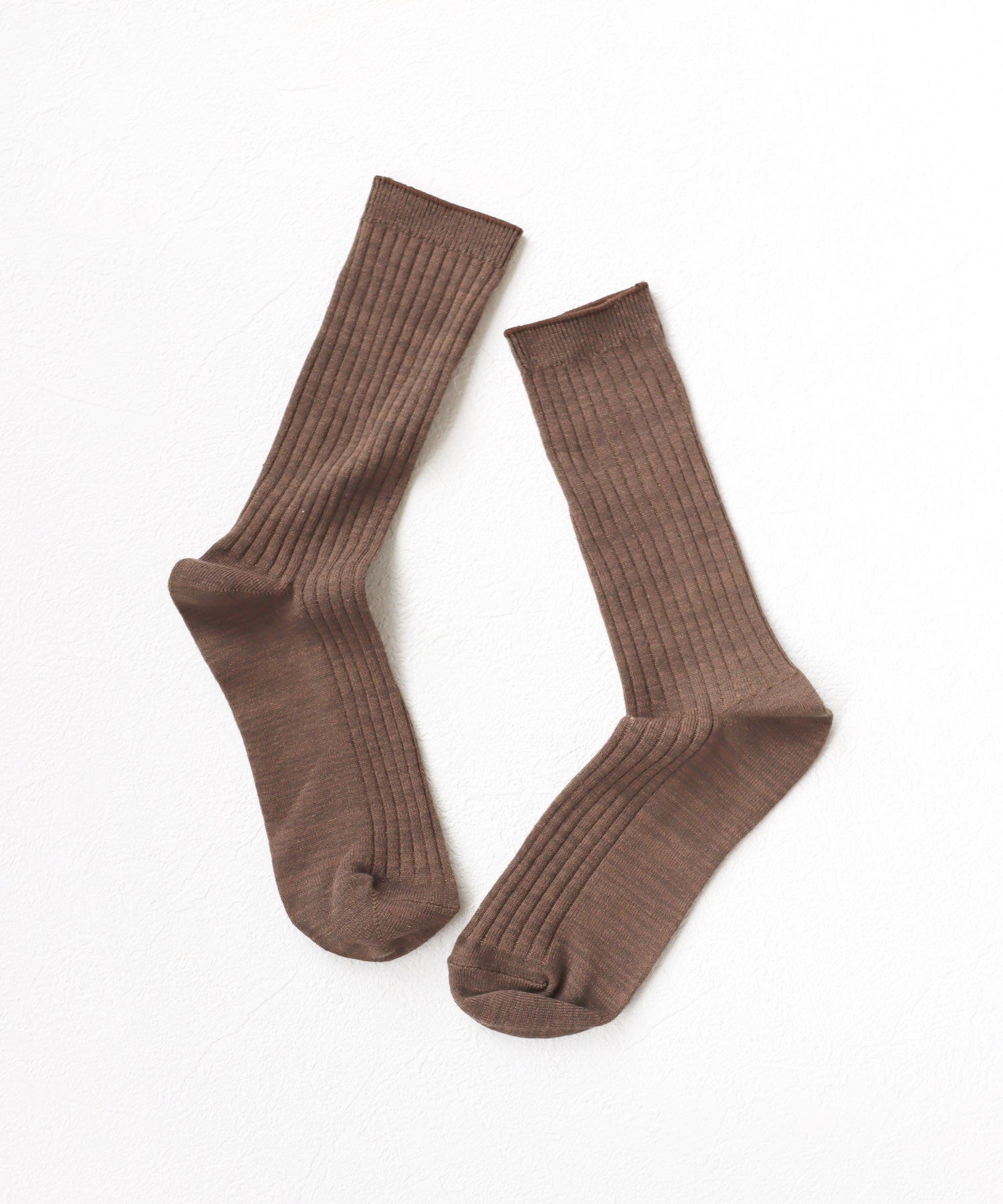 【1P】コットン リネン リブ クルーソックス
