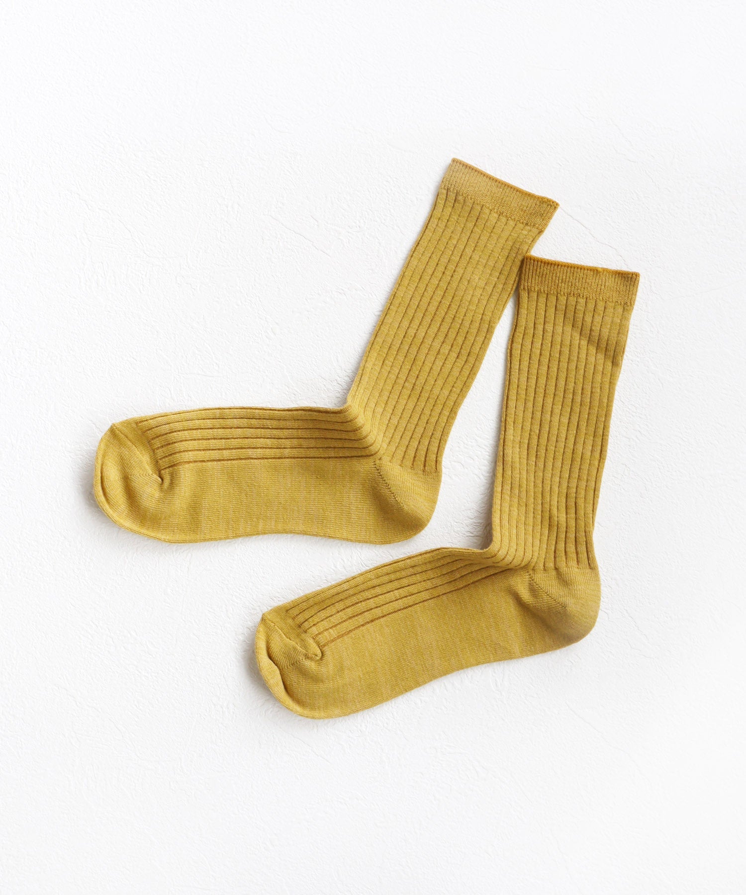 【1P】コットン リネン リブ クルーソックス