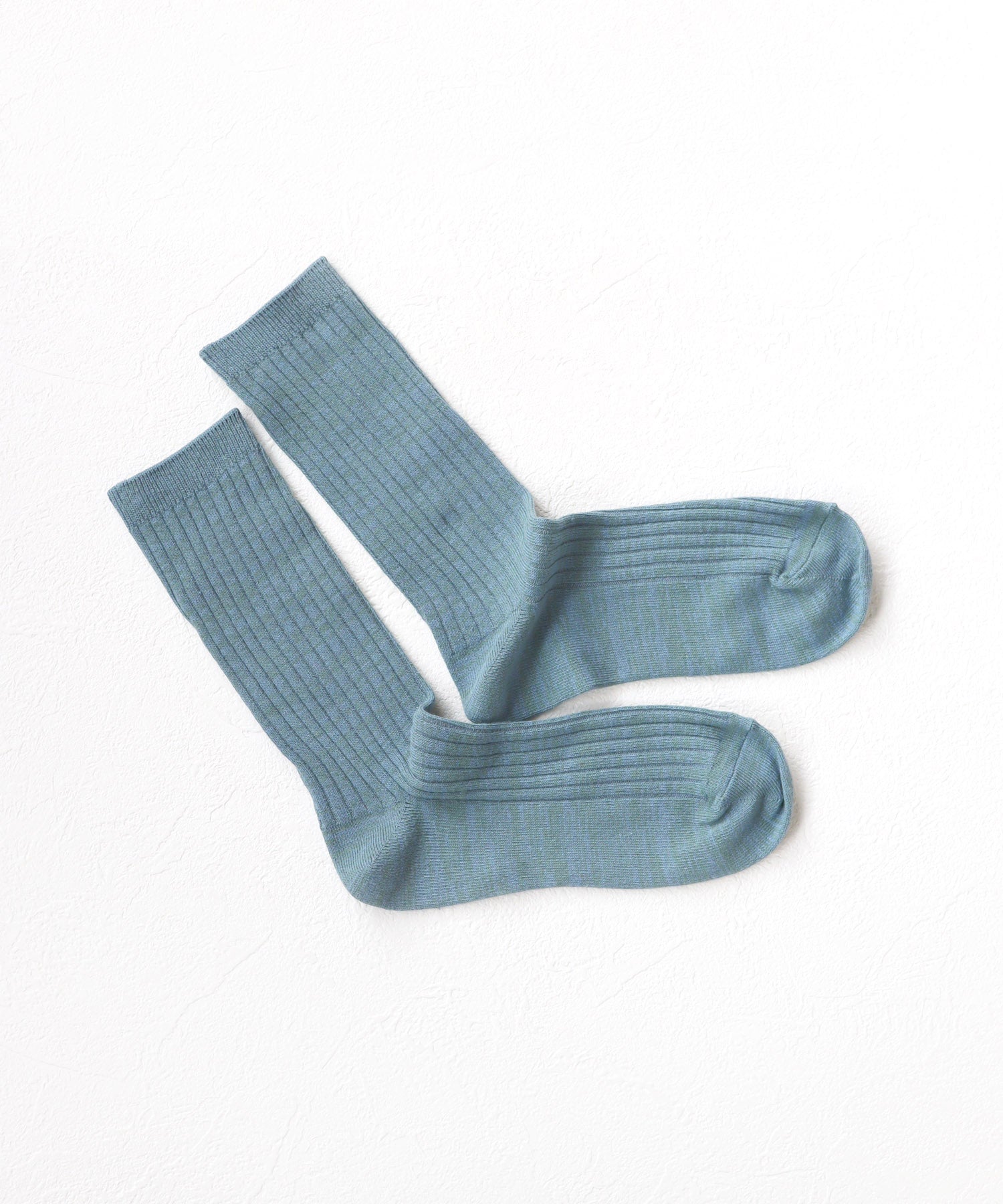 【1P】コットン リネン リブ クルーソックス