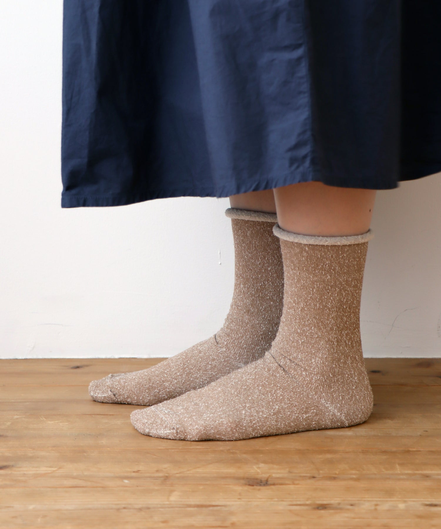 【1P】内側エコシルク ゴムなしクルーソックス