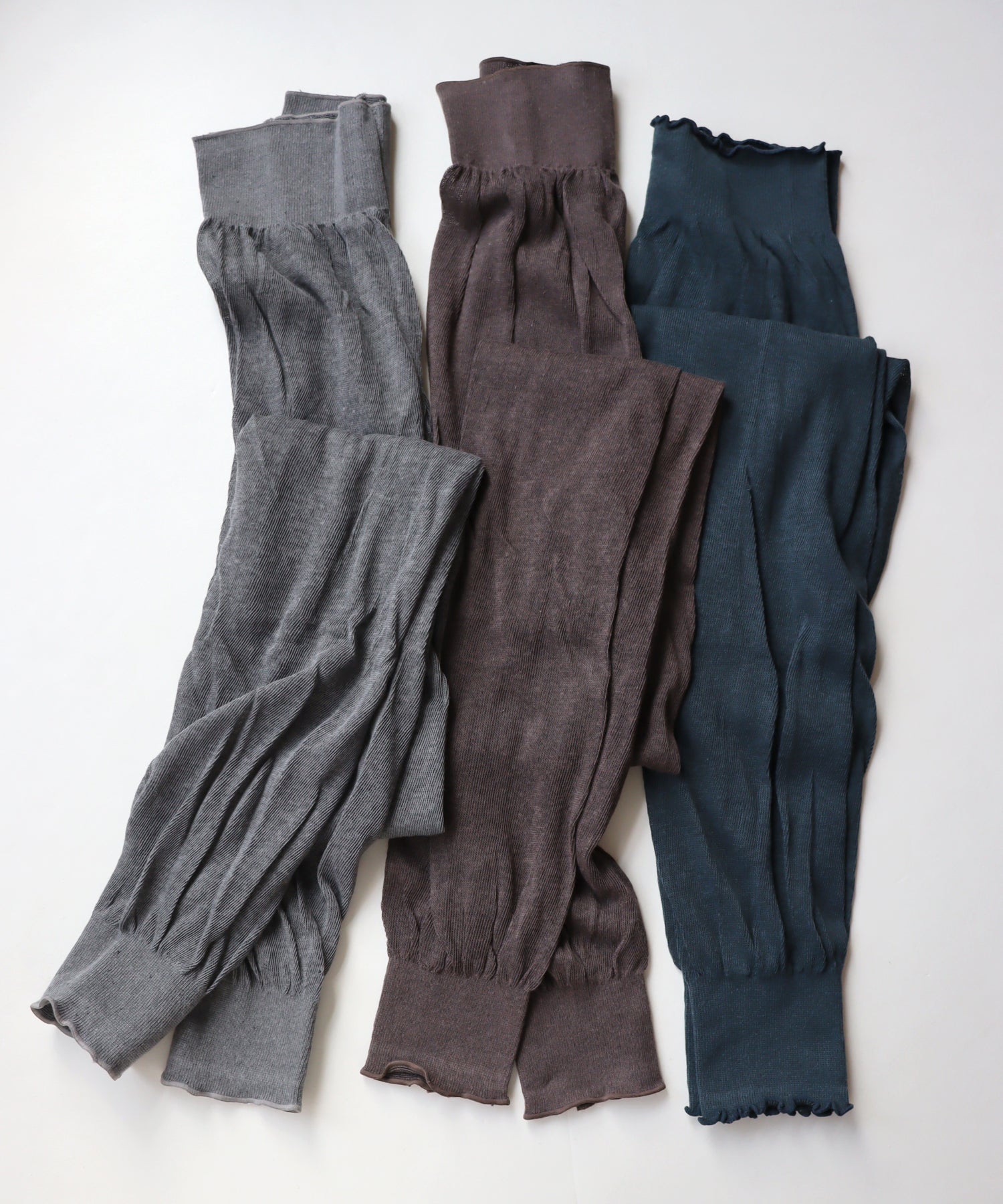 涼しい秋色のゆるっとガーゼ編み コットン レギンス