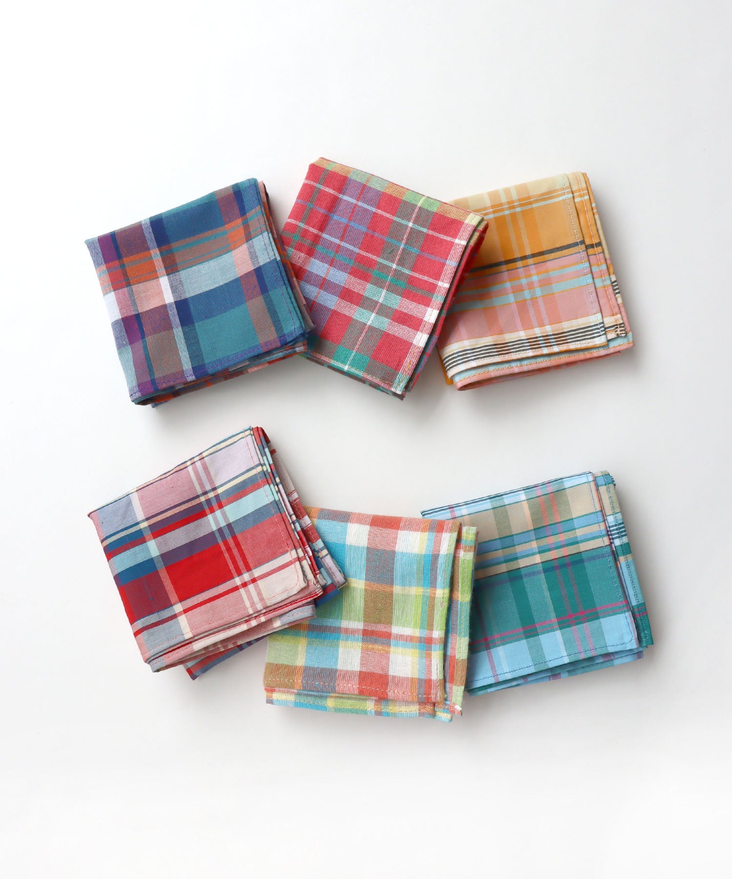 インド チェック ハンカチ