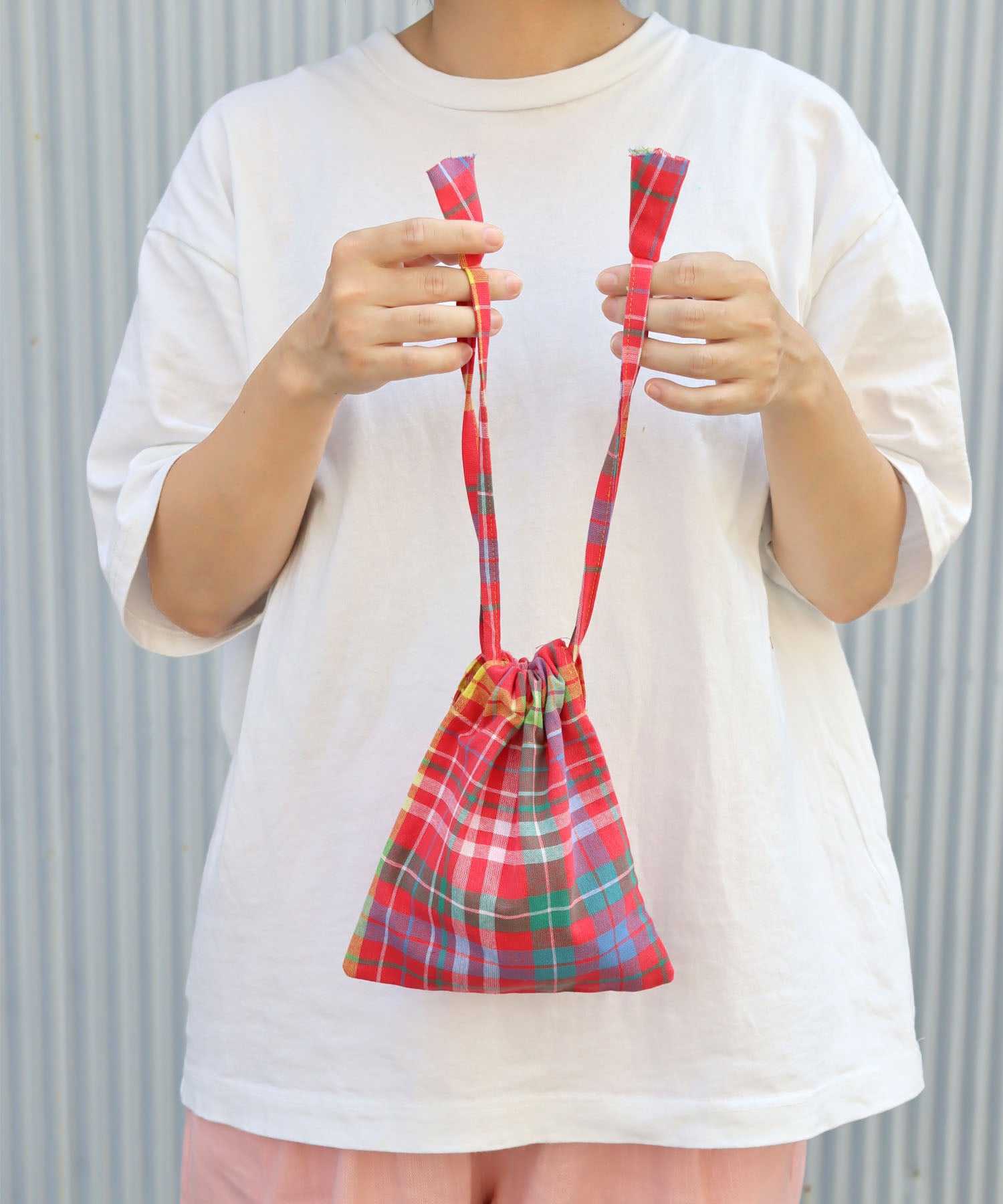 インドチェック 巾着